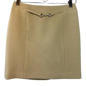 NWT H&M Tan Mini Skirt Women’s Size 4 Fall Silver Buckle